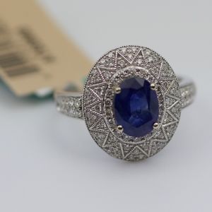 EFFY 14K White Gold Sapphire And Diamond Ring